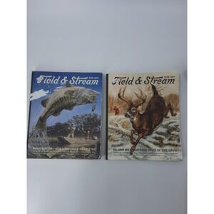 Field & Stream Vintage Style Hunting Fishing Art Prints Bass Buck Set of 2